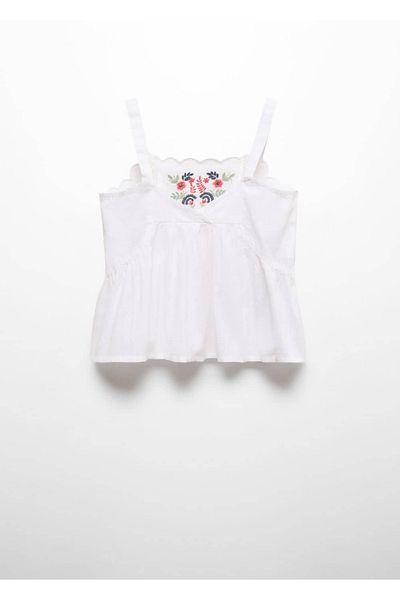 MANGO Kids Μπλούζα με κέντημα λουλουδιών