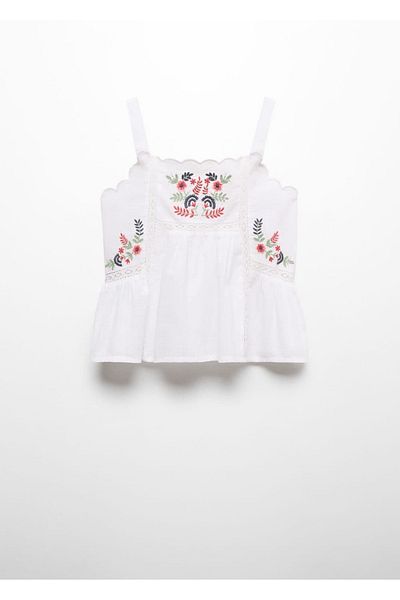 MANGO Kids Μπλούζα με κέντημα λουλουδιών
