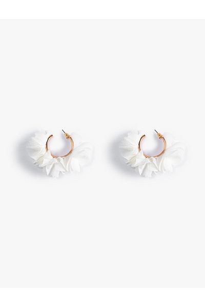 Koton Half Ring Earrings with Flower Detail