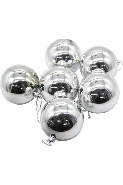 ZERO LAND - 6 τεμάχια Shiny Cici Ball Στολίδι Χριστουγεννιάτικο Δέντρο Ασημί 8 cm 340108
