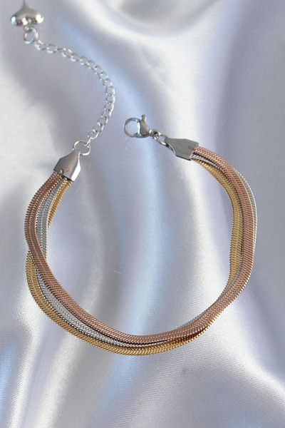 SKIRTIST Steel Colored Italian Chain Model Multiple Bracelet