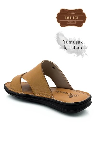 Moda Anna Men's Slippers - Genuine Leather, Light and Natural