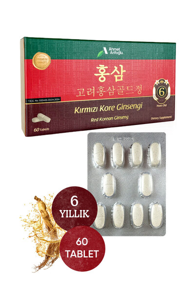 Ahmet Arifoğlu 6 Yıllık Kırmızı Kore Ginsengi Takviye Edici Gıda (Red Korean Ginseng) 60 Tablet