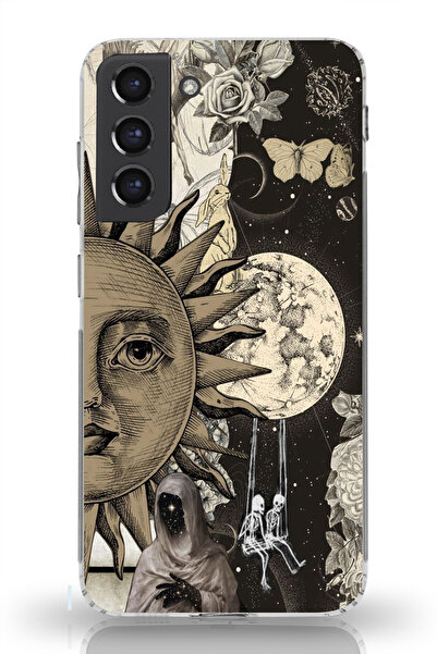 moonset Samsung Galaxy S21 FE Uyumlu Ay ve Güneş Tasarımlı Baskılı Şeffaf Tel...