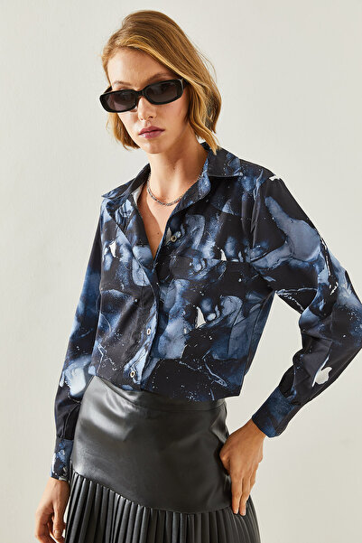 Bianco Lucci Saténová dámská košile s mramorovým vzorem – 22239 60251643
