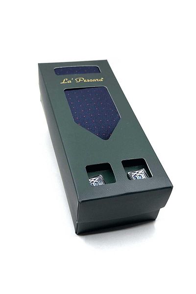 Kravatkolik Navy Blue Tie and Cufflinks Gift Set - Os587
