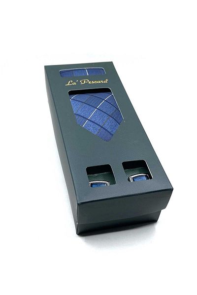 Kravatkolik Navy Blue Tie and Cufflinks Gift Set - Os582