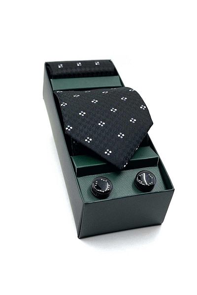 Kravatkolik Black Tie and Cufflinks Gift Set - Os580