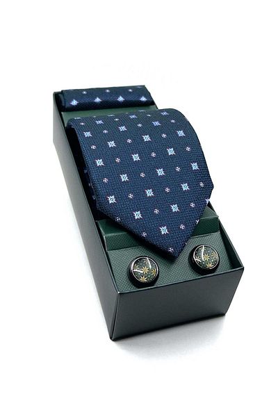 Kravatkolik Green Handkerchief Tie and Green Cufflinks Gift Set - Os563