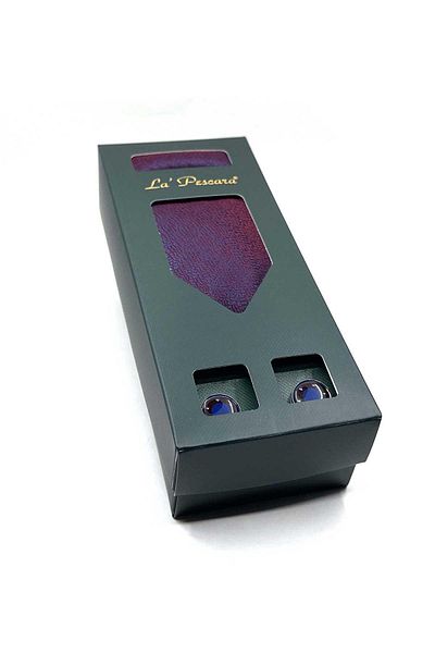Kravatkolik Claret Red Navy Blue Handkerchief Tie and Gift Set - Os567