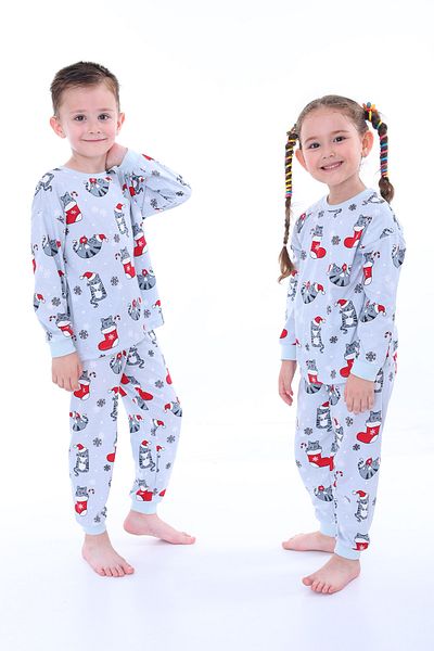 ZUZUNGA Set de pijamale cu pisici tematice de Anul Nou pentru fete