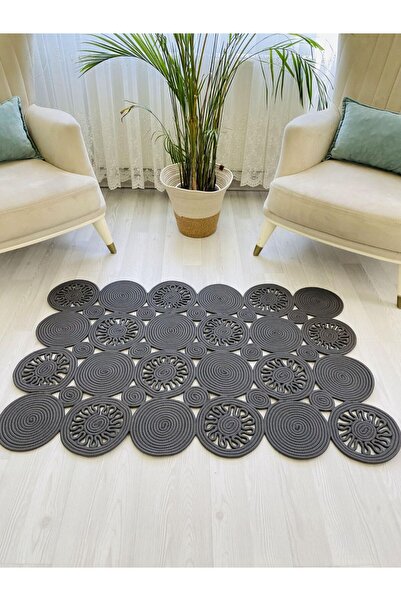 bestiva jüt Hasır görünümlü Desenli Modern El Örgüsü dikdörtgen Halı Kilim