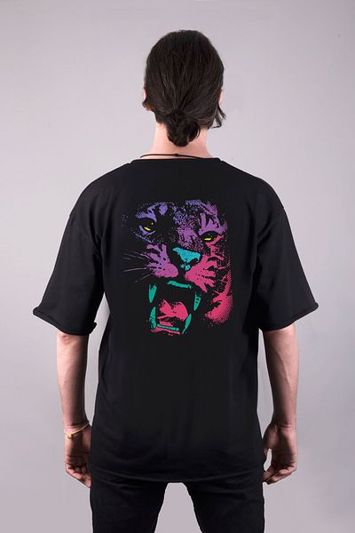 Darkia Double Sided Tiger Printed Black Oversize T-shirt