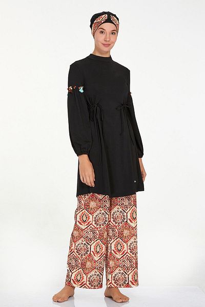 Adasea Μαγιό Hijab με μοτίβο με φαρδύ παντελόνι
