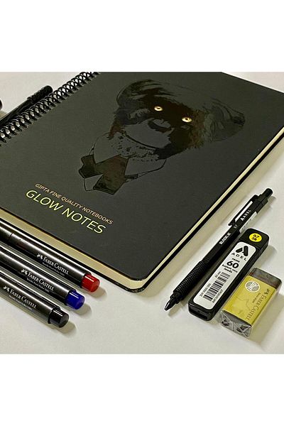MİRAYOFİSKIRTASİYE 19.26 Size Glow Stationery Set - Glittered Versatil Roller, Tip Eraser NotebooK Marker