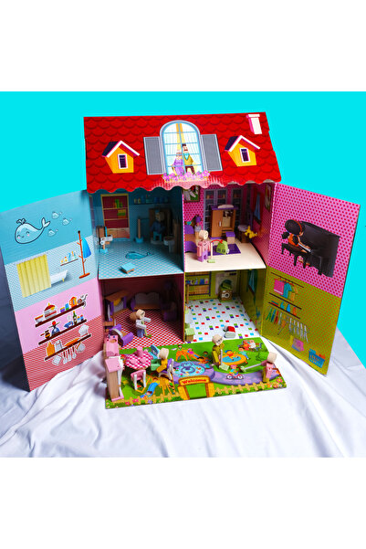 Handmade Ahşap Minyatürlü Karton Ev