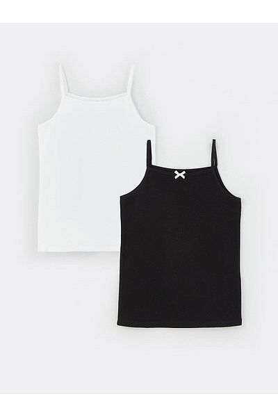 LC Waikiki Lcw Dream Square Collar Basic Strap Girl's Undershirt 2-Piece