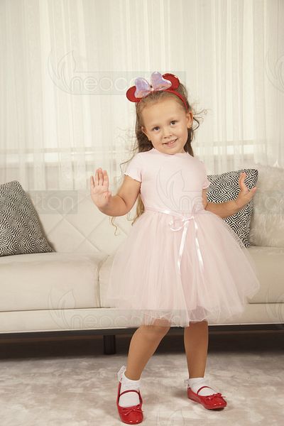 neocotton Tulle Neimprimat Top drept Partea de jos cu nervuri cu căptușeală Fustă tutu Rochie pentru fete prințesă cu mânecă scurtă