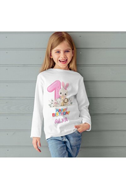 1 Year Old Written Personalized T-Shirt for Girls