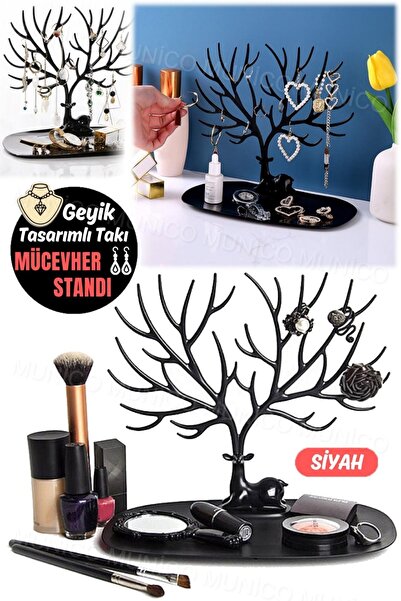 Genel Markalar Takı Düzenleyici Siyah Geyik Boynuzu Stand Kadınlar İçin Özel Tasarım Takı Rafı Kolye ve Küpe Tutucu