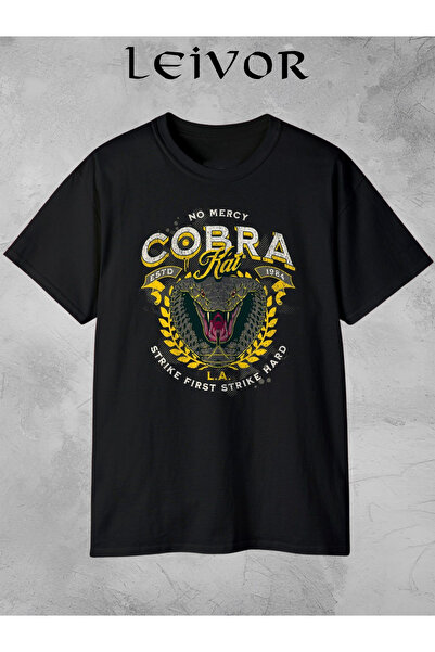 l'eivor Tricou unisex negru cu imprimeu Cobra Kai - Design alternativ