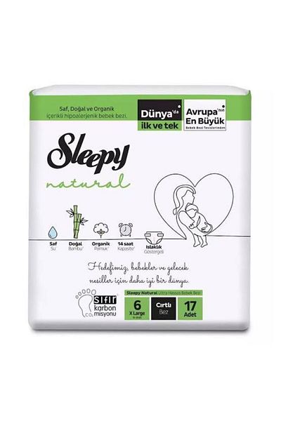 Sleepy Natural Baby Diapers Size 6 17 Pieces 15-25kg