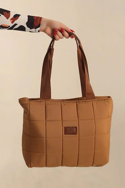 Rosmod Women's Tan Quilted Handbag and Shoulder Bag