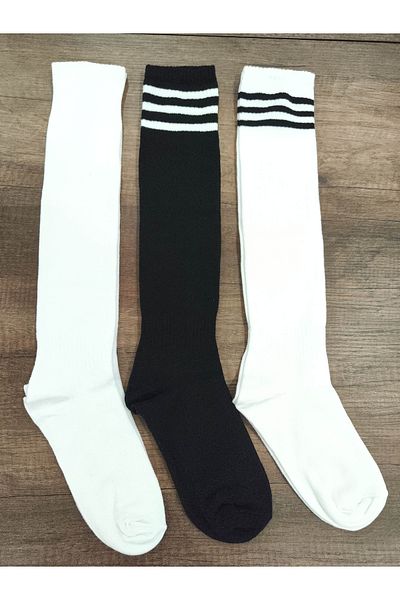 erceys Unisex 3 ζευγάρια κάλτσες ποδοσφαίρου - μακρύ κολάν, βαμβακερή κάλτσα χλοοτάπητα
