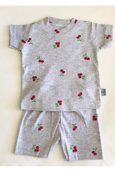 Drop Kids Newborn Children's Pajama Set - Shortcut Shorts, Cherry Pattern, Grimelange