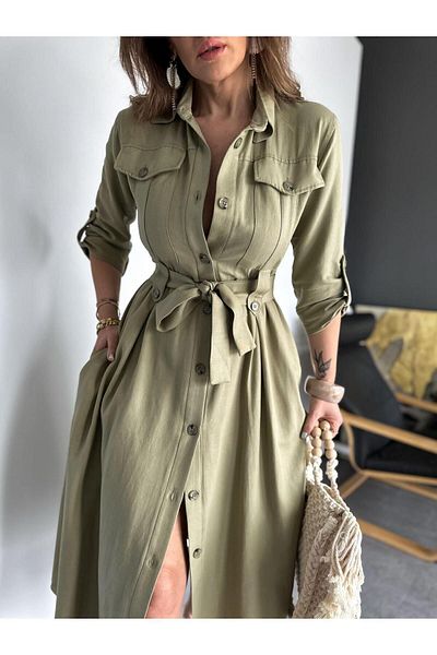 EGZOTİK ASORTİK Exotic Γυναικείο Πουκάμισο Φόρεμα - Asortic Design