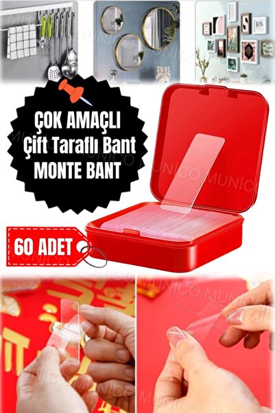 Munico 60 Adet Duvarlar İçin Çıkarılabilir Şefaf Bant Yeniden Kullanılabilir ...