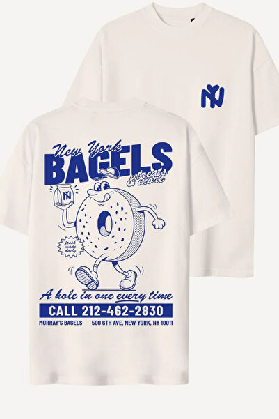 Dupe Design Bagel Baskılı Oversize Unisex T-shirt