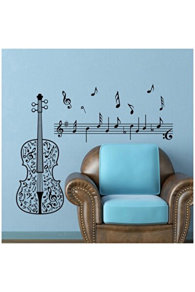 Kt Grup Müzik Keman Nota Salon Oturma Odası Sticker