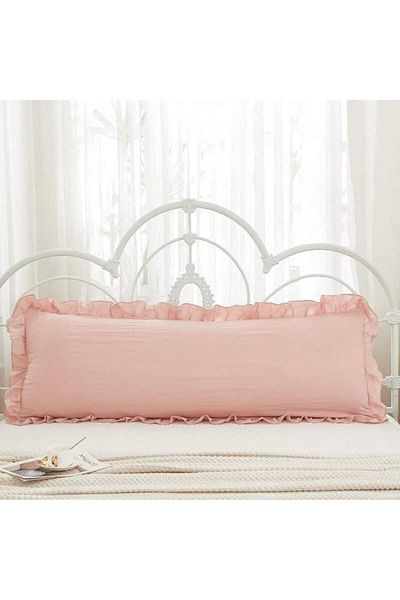 eyma home Față de pernă lungă cu volane decor 100% bumbac