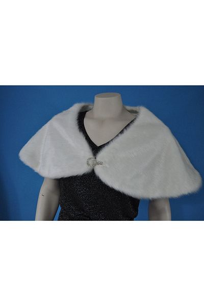 KRK Women's Bridal And Evening Dress White Brooch Fur Etol Bolero