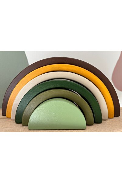 DORU Waldorf Doğal Organik Ahşap Oyuncak Gökkuşağı Set 6lı Bebek Odası Hediye...