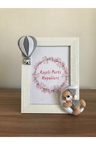 Keçeli parti hayalleri إطار غرفة الأطفال الرضع باللون الرمادي مع بالون قهوة ت...