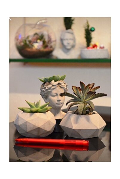 decolight Helen Ve Ham Beton Saksı Seti 3lü