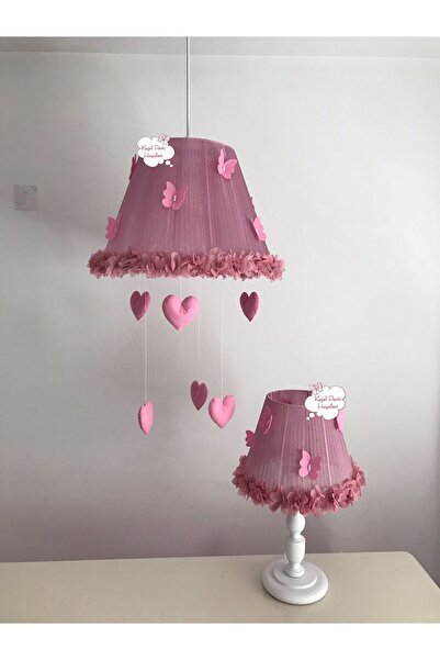 Keçeli parti hayalleri bebek çocuk odası avize abajur gülkurusu kelebek kalpli