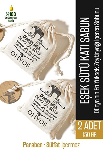 Olivos 150 Gr 2 Pcs - 100% Natural Donkey Milk and Olive Oil Intensive Moistu...