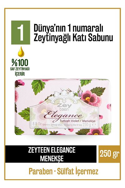 Olivos Elegance Series Natural Olive Oil Violet Scented Solid Soap Hand Soap Intensive Moisturizing 250 gr