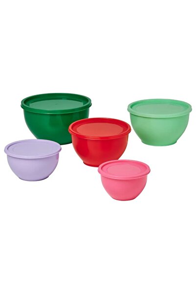 IKEA 5 Parça Kapaklı Saklama Kabı Çok Renkli Polipropilen Plastik