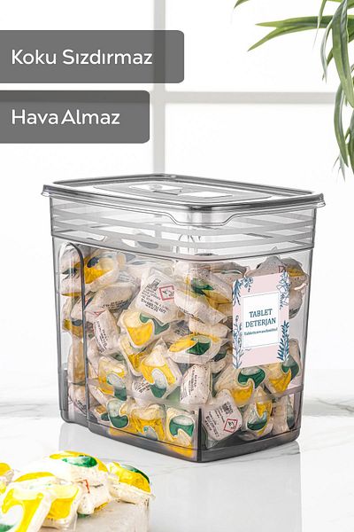 Meleni Home 3 Pieces 5.5 Liter Jumbo Storage Box - Lena Bathroom Organizer Tablet Detergent Storage Container with Label