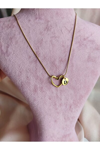 derokas 316L çelik boş kalp model kadın kolye harfli