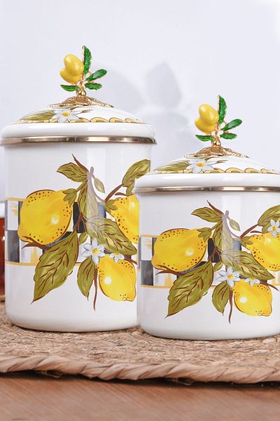 Miss Betty Enameled 2-Piece Jar Set Linda