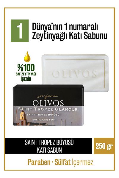 Olivos 100% Natural Perfume Series Saint Tropez Scented Olive Oil Solid Soap Moisture Balancing 250 gr