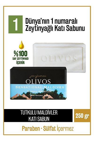 Olivos 100% Natural Perfume Series Passionate Maldives Scented Olive Oil Solid Soap Moisture Balancing 250 gr