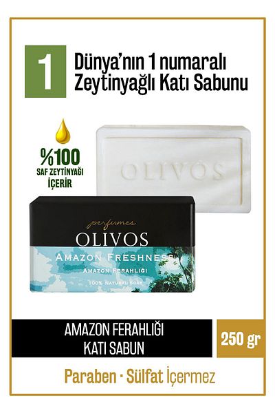 Olivos 100% Natural Perfume Series Amazon Freshness Scented Olive Oil Solid Soap Moisture Balancing 250 gr