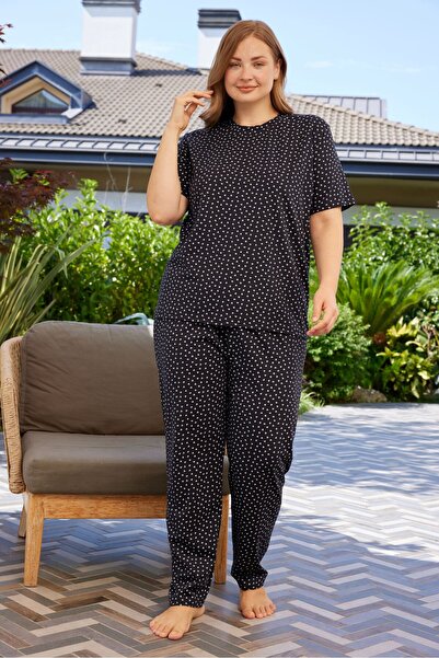 PİJAMOOD Battal Size Cotton Short Sleeve Pajamas Set