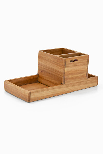 Woodsaka Prokit 2 - Multi-purpose Organizer: Pen Holder, Note Paper and Paper Clip Box - Cherry Model